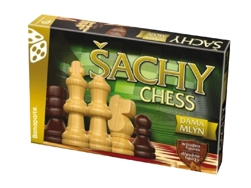 Bonaparte Šachy Dáma Mlýn dřevěné figurky a kameny společenská hra